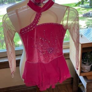 Pink sequence skating dress